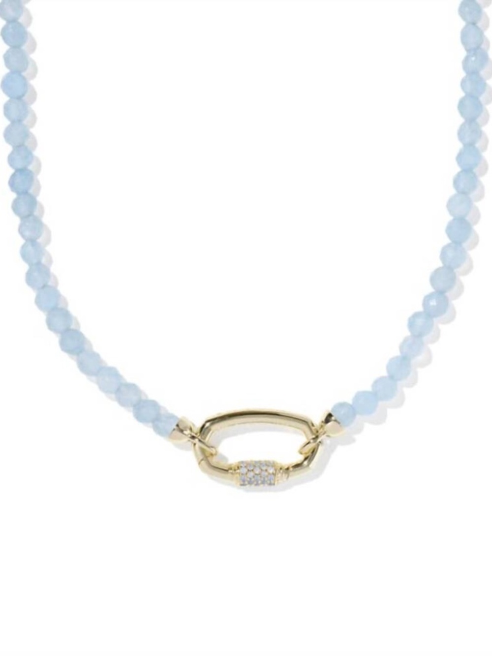 NEW! Kendra Scott Emery Beaded Necklace Light Blue w/ Gold Link + Pouch + BOX - Picture 3 of 13